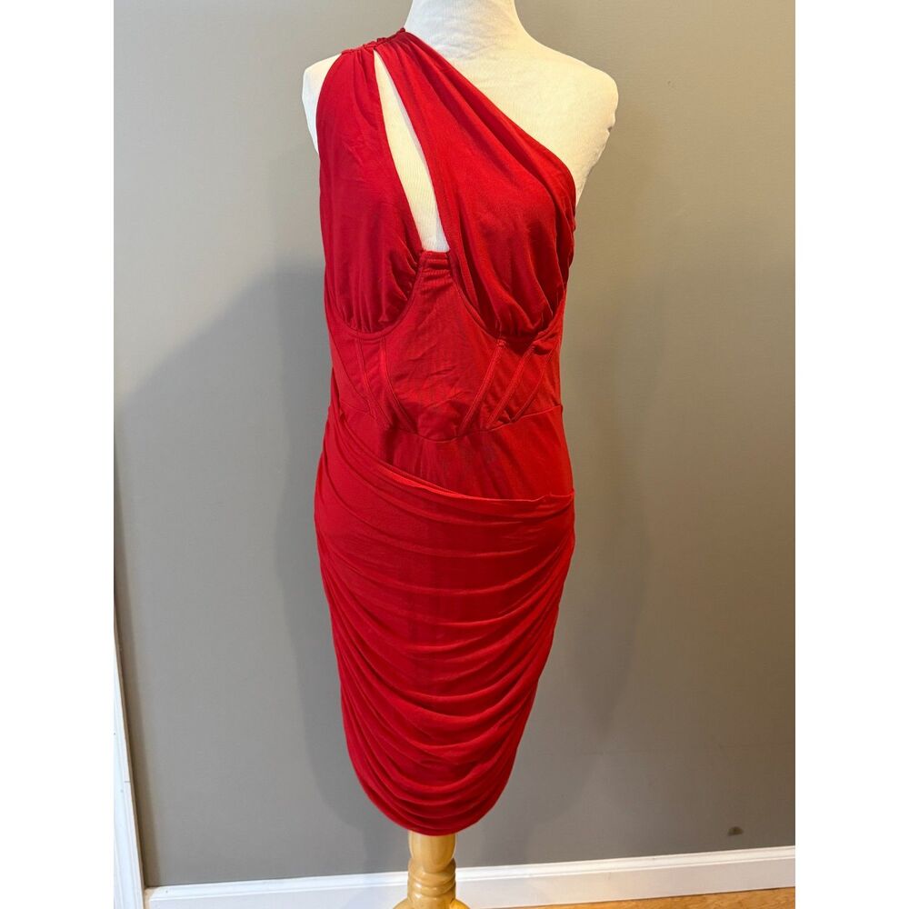 large Red ruched dress
